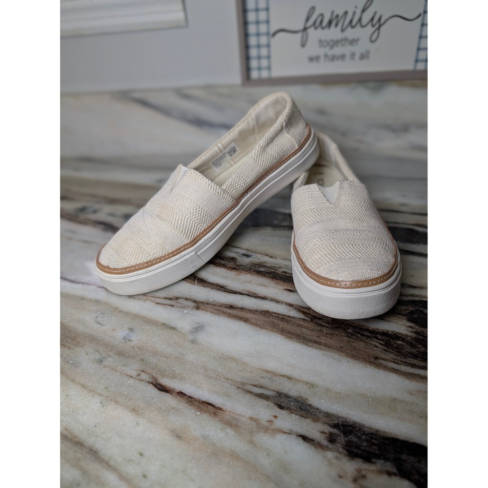 TOMS Earthwise Alpargata 3.0 Cream Woven Slip On Flats Womens 8.5 10016296